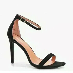 Women's Boohoo Evie 2 Part Black Sandals Heels Size 8 US, 5 UK $44